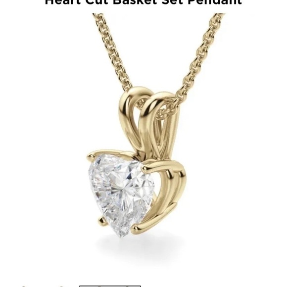 Diamond Nexus Solid 14K Solid Yellow Gold 1.71 carat Heart Pendent - Picture 3 of 11